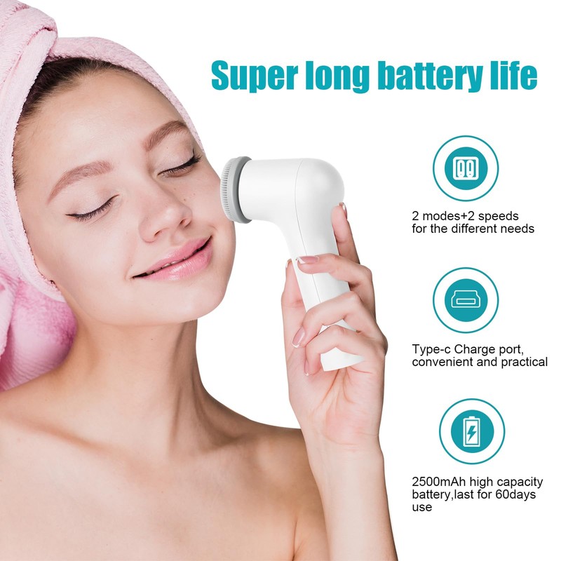 MYCARBON Electric Facial Cleansing Brush IPX7 White