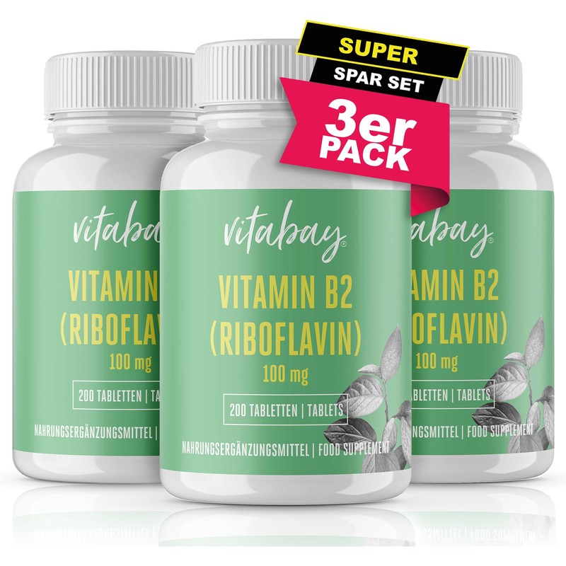 Vitabay Vitamin B2 (Riboflavin) | 600 Vegan Tablets (Set of