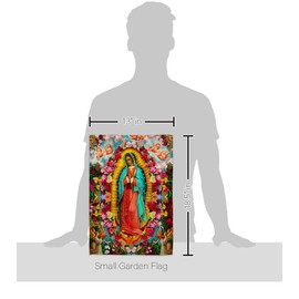 Our Lady of Guadalupe Garden Flag - Set Wall Hanger Religious Faith Hope Grace Peace Dove Christian Religion Easter - House Decoration Banner Small Yard Gift Double-Sided Made In USA 13 X 18.5