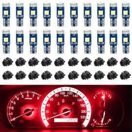 Hbxdeco 20PCS T5 LED Lights for Car Dashboard with Twist Lock Socket, High Light Bulb 3030-3SMD Replacement, Super Bright LED Light for Instrument Cluster Dashboard Panel Gauge Indicator (red)