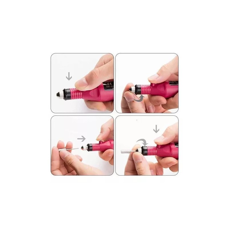 LF Pink Set Kit Profesional Eléctrico Lima De Uñas Taladro