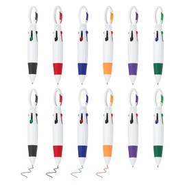 PATIKIL 4 Colors Retractable Ballpoint Pens, 12Pcs 1.0mm Ballpoint Pen with Buckle Clip Keychain for Office Supplies Children Gift, Multicolor