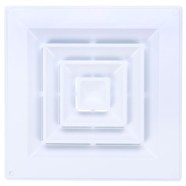 PATIKIL Square Air Vent Cover 12 x 12 inch, 4 Inch Dia., Air Return Grille Sidewall or Ceiling Air Diffuser with Square-to-Round Adapter for Bathroom Kitchen Ventilation