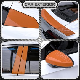 Lypumso 6D Carbon Fiber Vinyl Wrap Roll, Glossy Car Wrap Film Featuring Bubble Free Air Release Technology, Car Moto DIY Interior Exterior Decoration (Carbon Fiber Orange, 1ft x 10ft)