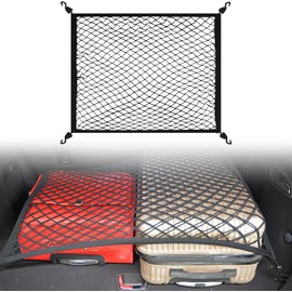 Red de carga altamente elástica AMZAUTO para SUV, red de cama de camioneta para carga con 4 ganchos, maletero ordenado, fácil instalación, red de cama de camioneta de 80 cm x 60 cm para coche