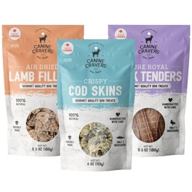 Canine Cravers Single Ingredient Dog Treats – Healthy and Nutritious Human Grade Air Dried Hypoallergenic Pet Food - Grain Free, Gluten Free and No Soy – 100% All Natural Variety New 3 Pack