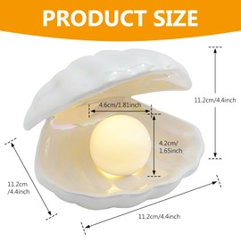 BORDEAG Shell Pearl Night Light Ceramic Shell Lamp Shell Pearl Light Shell Decorations Night Light Shell Pearl Lamp Bedside Lamp for Bedroom, Living Room, Bed Side Decorative