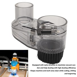 gernie 52 mm CNC Router Dust Protection Shoe with Nylon Brush, Transparent, Magnetic, Adjustable Height, Easy to Use, CNC Dust Protection Shoe for 52 mm Spindle Motors