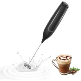 JIMYIU Milk Frother Handheld Electric Foam Maker, Coffee Drink Mixer Wand Black