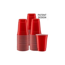 YARIX Plastic Cups- Red Drinking Cups-Red Cups 50 Pcs (12 Oz) Eco-Friendly Disposable Cups. Reusable Cups- BPA Free- Recyclable-Ideal for Xmas, Weddings, Birthdays, Dinner, Lunch and Party Cups.