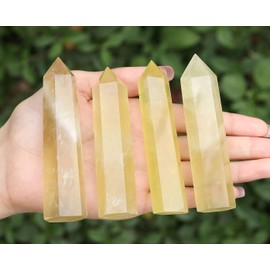 XIANNVXI 4 Inch Large Crystals Citrine Tower 1 Piece Gemstones Rod Crystal Towers Natural Stones Hexagonal Point Rods Meditation Energy Stone 9-10 cm