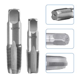 Infreecs 5-Piece NPT Pipe Tap Set, NPT Tap Set for 1/8 Inch, 1/4 Inch, 3/8 Inch, 1/2 Inch, 3/4 Inch, 3/4 Inch, Carbon Steel Tap Set for PVC Pipes, Accurate Thread