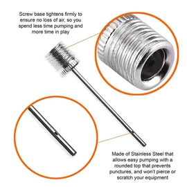 Pack of 10 Adapter Needles for Football, Rugby, Volleyball, Netball, Score Big with Dual-Airflow Double-Speed Fast Inflating Pump Needles - (10 pcs of silver pump needles)