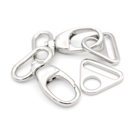 CRAFTMEMORE 2 Sets Fat Swivel Snap Hook with Triangle Rings Push Gate Lobster Claw Clasp for Purse Bags Sewing Accessories (1 1/2 Inches, Silver)