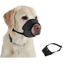 Dog Muzzle Soft Mesh Muzzle for Small to Large Dogs, Breathable & Drinkable, Adjustable Anti-Fall Bite Muzzle for Chihuahua, German Shepherd & Bulldog (Black, M (14-20cm))