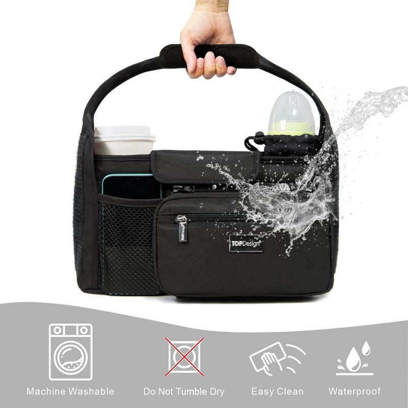 TOPDesign Universal Baby Stroller Organizer, Stroller Caddy with Heightened Insulated