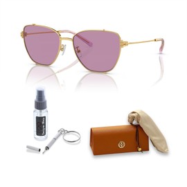 Tory Burch TY6105 3278AK 55MM Shiny Gold/Dark Violet Sunglasses for Women + BUNDLE With Designer iWear Complimentary Eyewear Kit