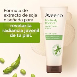 Aveeno Exfoliante Facial Iluminador Positivamente Radiante y Limpiador Facial Diario Exfoliante, Extracto de Soja Rico en Humedad, Sin Aceite, Sin Jab