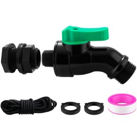Plastics Rain Barrel Spigot Kit High Flow Valve Core Water Tank Faucet+PVC Bulkhead Fitting 1/2" NPT to 3/4" GHT Rain Barrel Spigot for Plastic Bucket Rainwater Drum Container Downspout Collector in