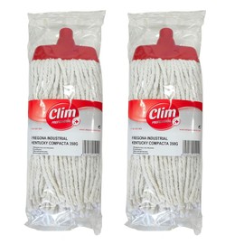 Clim Profesional Kentucky Industrial Mop Cotton Compact Extra White 350g Pack of 2 Cleans Large Areas Efficiently Without Clamp