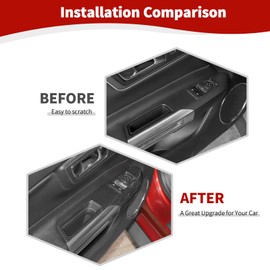 JOSHELA for Mustang Power Window Switch Panel Trim Cover Fit for Ford Mustang 2015 up Black Carbon Fiber Interior Accessories 2pcs