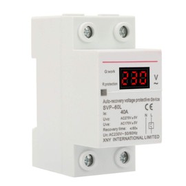 Walfront 230V 40A Overvoltage Protection DIN Rail, Automatic Recovery Surge and Undervoltage Protection Device DIN Rail