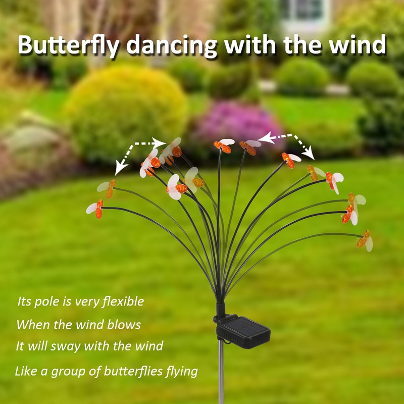 2 Sets Solar Garden Bee Lights IP65 Waterproof 8LEDs Solar