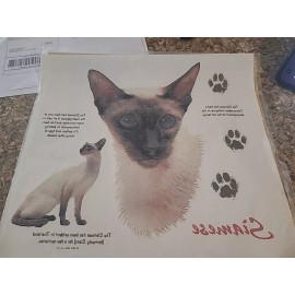 VINTAGE SIAMESE PAW PRINTS CAT 12X14 TRANSFERS