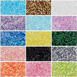 DICOSMETIC 15 Colors 180g Crispy Bingsu Beads for Slime About 19050Pcs Iridescent Soft Straw Tube Beads 3D Glitter Plastic Beads Assortment Crunchy Slime Microbeads Supplies