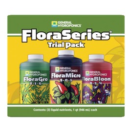 General Hydroponics FloraSeries Hydroponic Nutrient Fertilizer System Trial Pack with FloraMicro, FloraBloom and FloraGro, 1 qt.