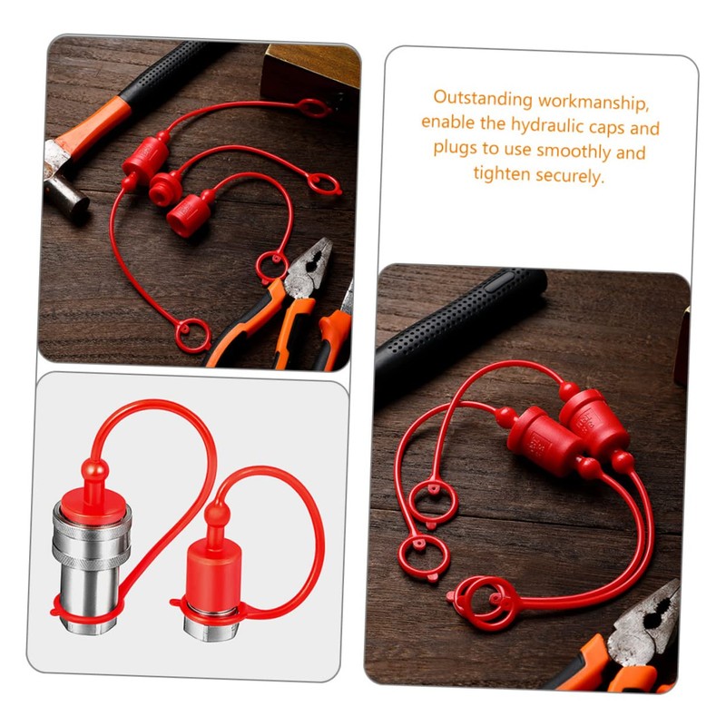 HEALEEP 2 Sets Plastic Cap Hydraulic Quick Connect Covers Red