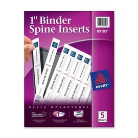 AVERY Custom Binder Spine Inserts, 1" Spine Width, 8 Inserts/Sheet, 5 Sheets/Pack - Sold as 1 Pack