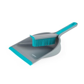 Beldray Antibac Pet Plus+ Dustpan & Rubber Brush Set – Non-Scratch Bristles, Hard Flooring, Antibacterial Treated, Dustpan with Plastic Ridged Teeth, Raised Feet for Angled Cleaning, Clips Together