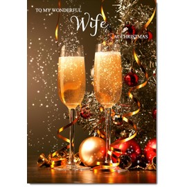 doodlecards Wife Christmas Card Champagne Medium Size Christmas Card for Wife with Plain Envelope