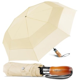 Lejorain Compact Windproof Travel Umbrella - 54 inch Large Collapsible Golf Umbrella Auto Open Close Strong Umbrella for Wind and Rain