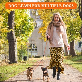Three Dog Leash,3 Way Dog No Tangle Triple 360 Swivel No Tangle Walking Leash for 3 Dogs with Reflective for Large Medium Small Dogs