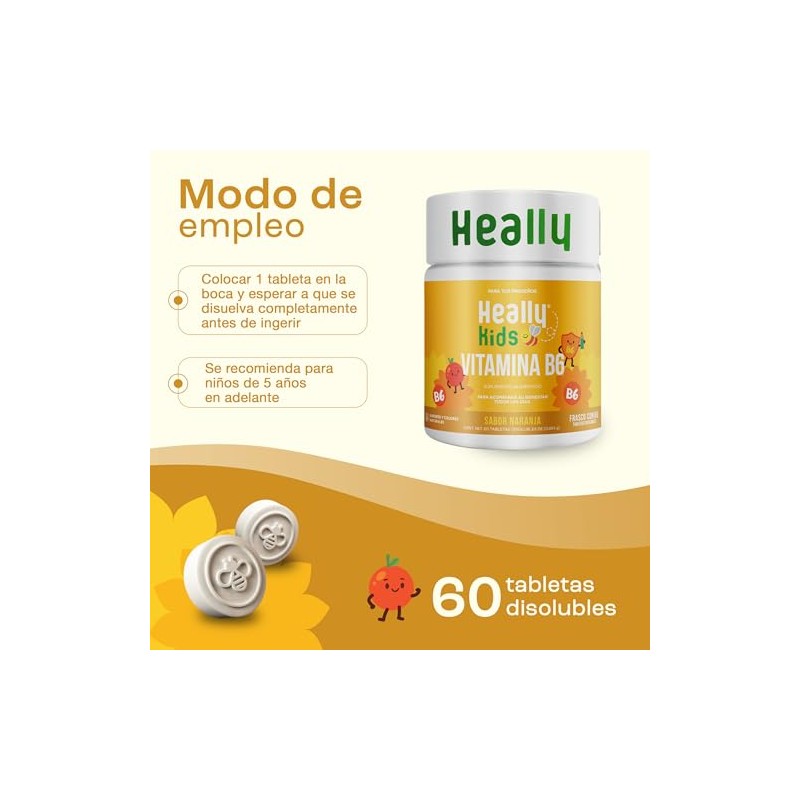 Heally Kids Vitaminas Niños Vitamina Tabletas Disolubles Energía Bienestar Vegano