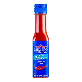 MEXICO LINDO 7 Mares Hot Sauce, Perfect for Fish & Seafood, 10,800 Scoville Level, Spicy Flavor, 5 Fl Oz Bottles (Pack of 12)