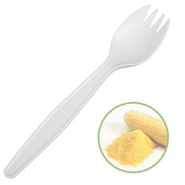 6” Large Size Reusable Sporks, Plastarch Material (PSM) Utensils, Spoon Fork 2-in-1 Spork for School Lunch, Picnics, Parties, Forky Making by Mavere, 50Pcs/Box