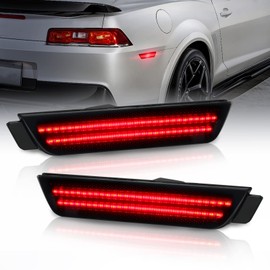 Bestview Side Marker Light Assembly, Rear Bumper Side Marker Lamps Reflectors Compatible for Chevy Camaro 2010 2011 2012 2013 2014 2015, Red Pack of 2