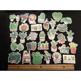 Unbranded LOT of 10 pieces random PLANT LOVER stickers CACTUS cacti monstera sage kitty