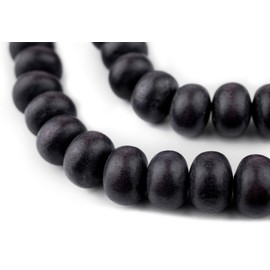 TheBeadChest Dark Grey Abacus Natural Wood Beads (10x15mm): Organic Eco-Friendly Wooden Bead Strand for DIY Jewelry, Crafts, Necklace and Bracelet Making