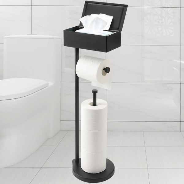 theaoo Toilet Paper Holder Stand with Shelf, Flushable Wipes Dispenser,