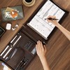 Leather Business Checkbook Binder - 7 Ring Zippered Binder with