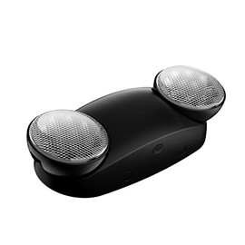 Spectsun 1 Pack Led Black Emergency Light with Battery Backup Round 2 Heads -UL Certified Wall Mount Emergency Exit Sign-120 277V Indoor Emergency Exit Lighting/Commercial Emergency Light Fixtures/ Emergency Flood Lights for Business/ home power failure.