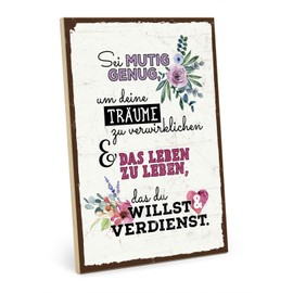 TypeStoff Wooden Sign with Saying - Courage - Vintage Look with Quote as Gift and Decoration on Life, Dreams and Goals - HS-01253