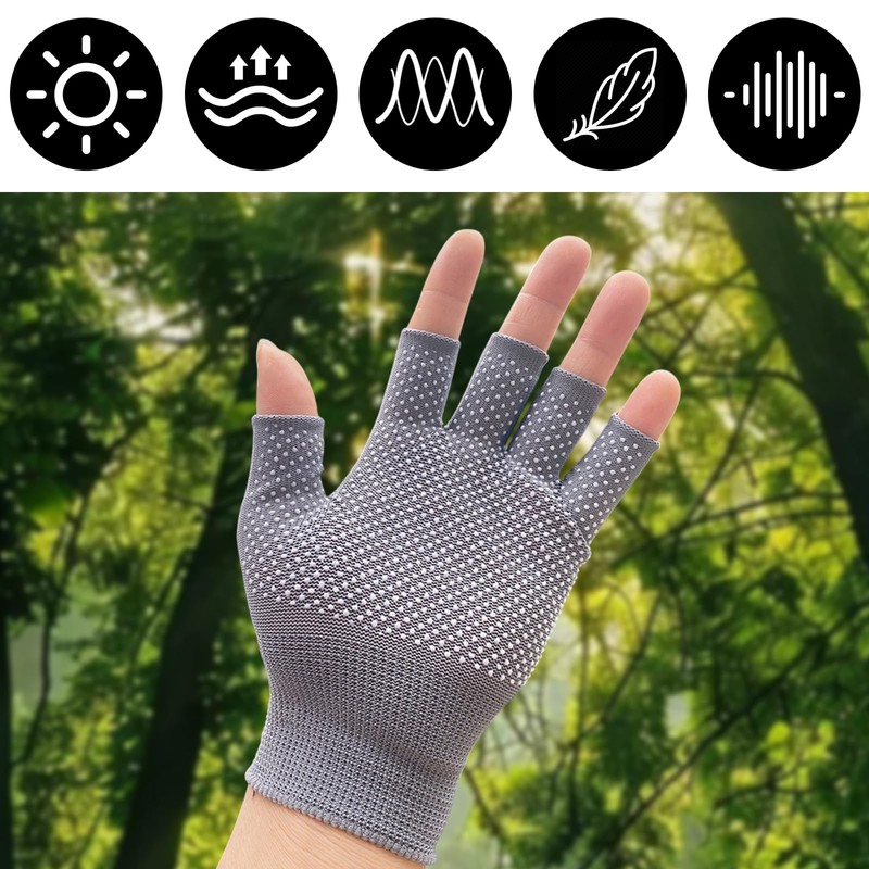 GMHLLES 6 Pairs Fingerless Work Gloves Mens Fingerless Gloves Anti-Slip