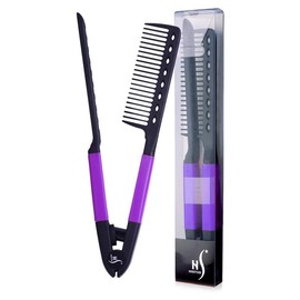 Herstyler Straightening Comb For Hair - Flat Iron Comb For Great Tresses With A Firm Grip (Pink) Smooth Handy Comfortable Comb:_Purple