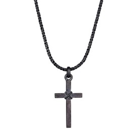 Kuzzoi Men's Necklace Shiny Polished with Cross Pendant (25 mm) in Fashionable Design, Cord Chain for Man with Religious Cross Made of 925 Sterling Silver