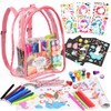 D-FantiX Unicorn Art Supplies Clear Backpack for Toddler, 51Pcs DIY